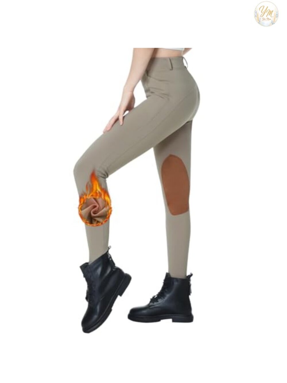 Fleece Lined Equestrian Riding Pants Breeches Winter Knee Patch Horseback